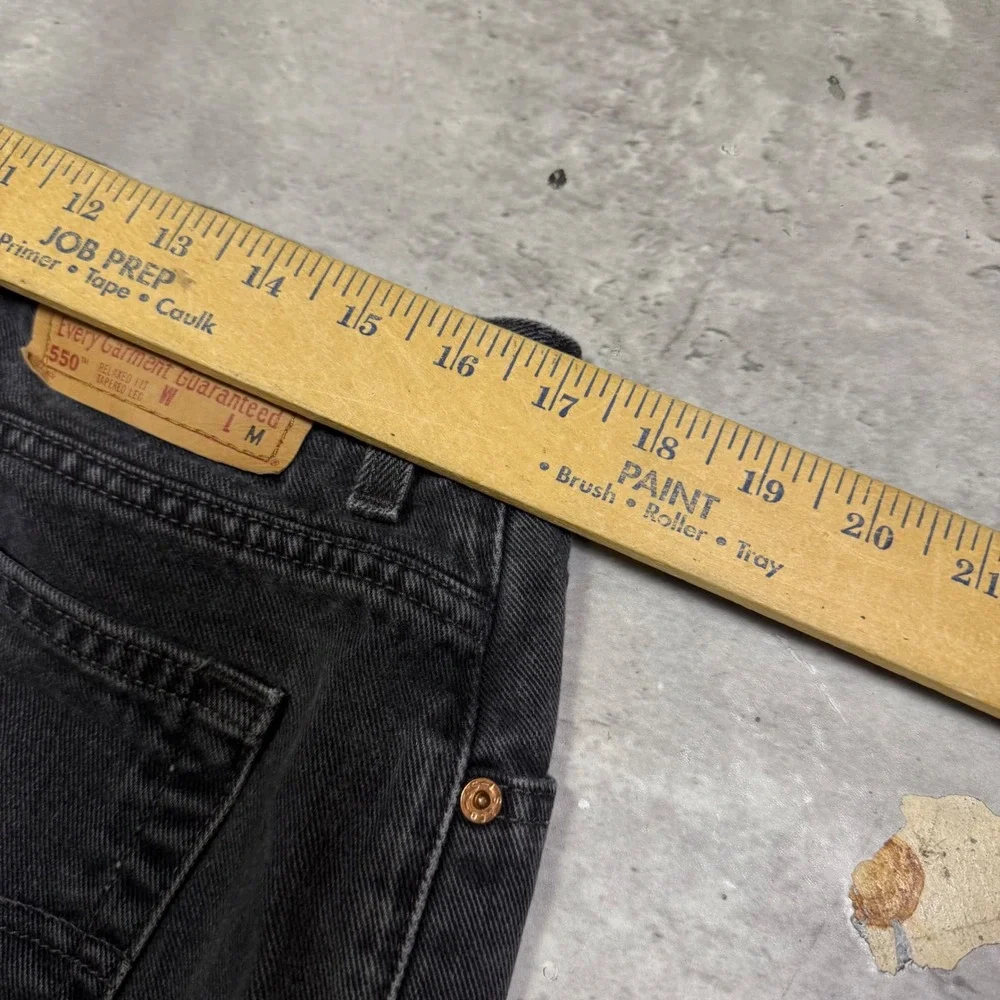 Levis 550 Relaxed Fit Tapered Leg Black Denim Jeans Mens 35x30 Faded